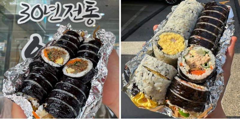 김밥의 가운데만 단면이 보이게 해서 찍는 구도는 김밥집의 필승 구도다.김밥집 제공