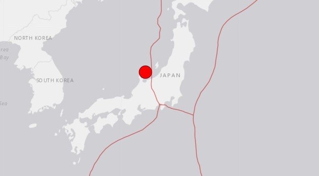일본 이시카와현 노토반도에서 5일 오후 2시42분쯤 규모 6.5 지진이 발생했다. 2023.05.05./뉴스1(USGS 갈무리)