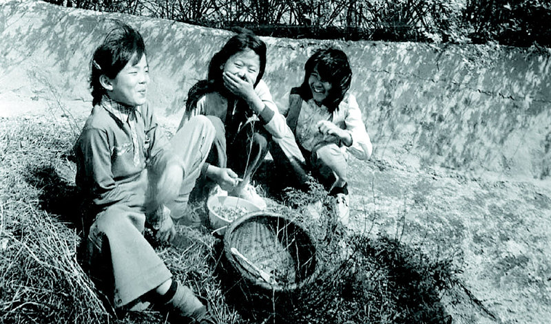 1966년 종로구 세종로 전경이 담긴 서울역사박물관 소장 자료를 컬러 사진으로 살려낸 ‘복원왕’ 콘텐츠(위쪽 사진)와 서울 종로구
 인왕산 선바위에서 1981년 봄나물을 캐는 소녀들의 사진을 활용한 ‘동아아카이브’. 각 채널 화면 캡처