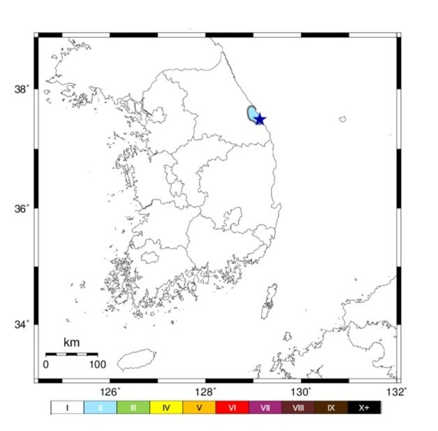 10일 오전 1시53분쯤 강원 동해시 남남동쪽 4㎞ 지역에서 규모 2.5의 지진이 발생했다.(기상청 홈페이지)