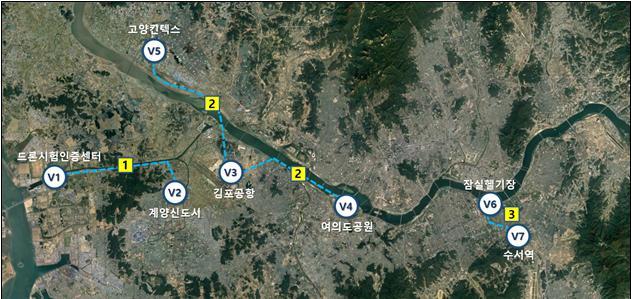 드론택시 실증사업 노선도. 서울시 제공