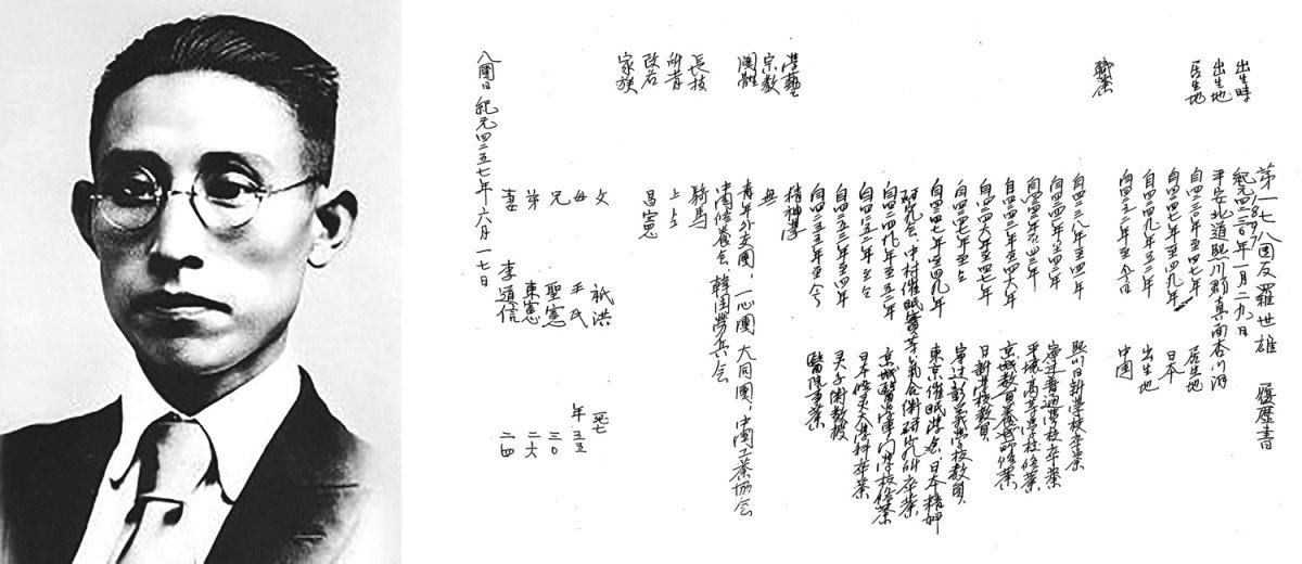 나창헌 지사(왼쪽 사진)가 1924년 6월 17일 중국 상하이에서 흥사단에 입단할 때 제출한 이력서. 그의 출생과 학력, 직업 등 정보가 담겨 있다. 역사공간 제공
