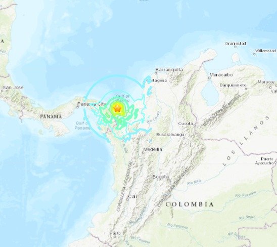 25일(현지시간) 오전 3시5분쯤 규모 6.6의 지진이 파나마-콜롬비아 국경 내 ‘다리엔 간격’에서 발생했다. (USGS 갈무리) 2023.05.25.