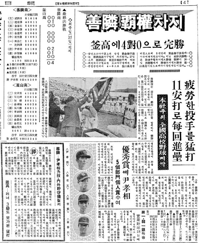 1966년 황금사자기 우승 소식을 전한 그해 9월 28일자 동아일보