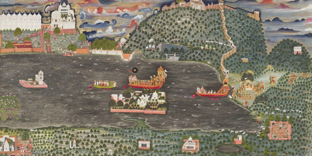 해 뜨는 우다이푸르, 1722-23년 경. 사진: 미국 국립아시아미술관(NMAA).