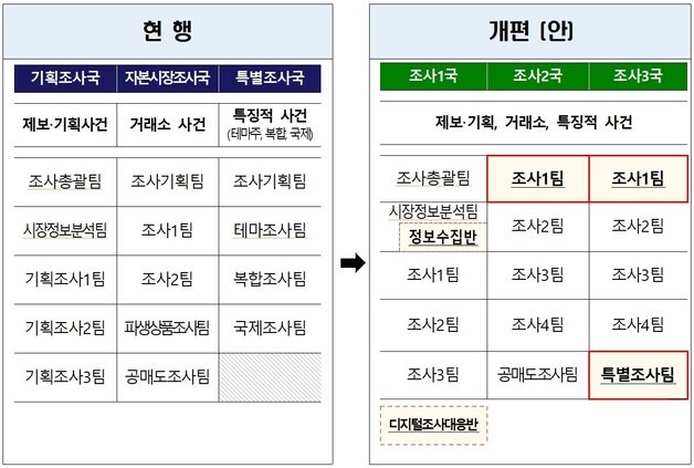 금감원 조사부문 조직 개편내용