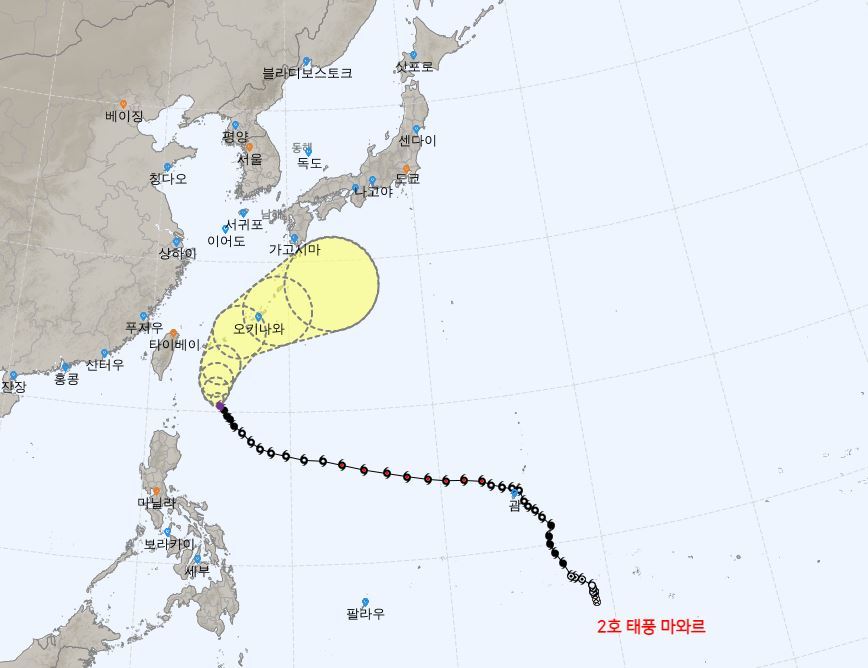 제2호 태풍 ‘마와르’(MAWAR) 예상 경로. 기상청 제공