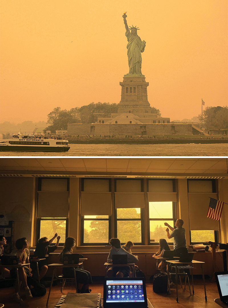 주황빛 산불 연기에 갇힌 뉴욕… “하늘 무섭다” 아이들 울음