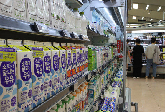 9일 서울의 한 대형마트에서 시민들이 우유를 고르고 있다. 2023.6.9/뉴스1 ⓒ News1