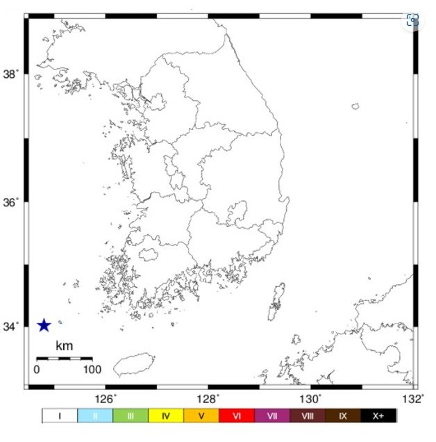 16일 오전 6시3분쯤 전남 신안군 흑산도 남서쪽 92km 지역에서 규모 3.1의 지진이 발생했다.(기상청 제공)