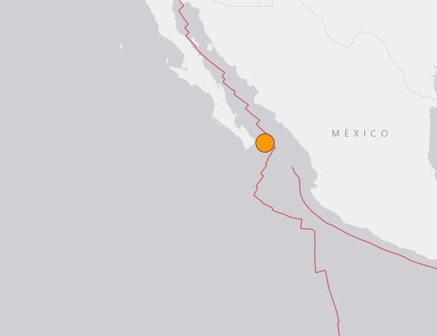 멕시코 캘리포니아만에서 18일(현지시간) 오후 1시30분(한국시간 19일 오전 5시30분)쯤 규모 6.4의 지진이 발생했다고 미국 지질조사국(USGS)이 밝혔다.(USGS 갈무리)
