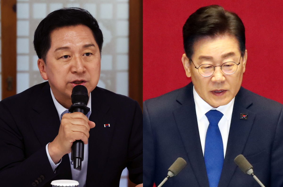 국민의힘 김기현 대표(왼쪽)과 더불어민주당 이재명 대표. 뉴스1