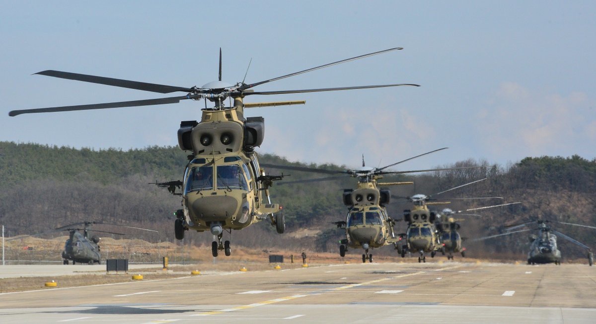 합동훈련 중인 육군의 수리온 헬기. 한국항공우주산업 제공