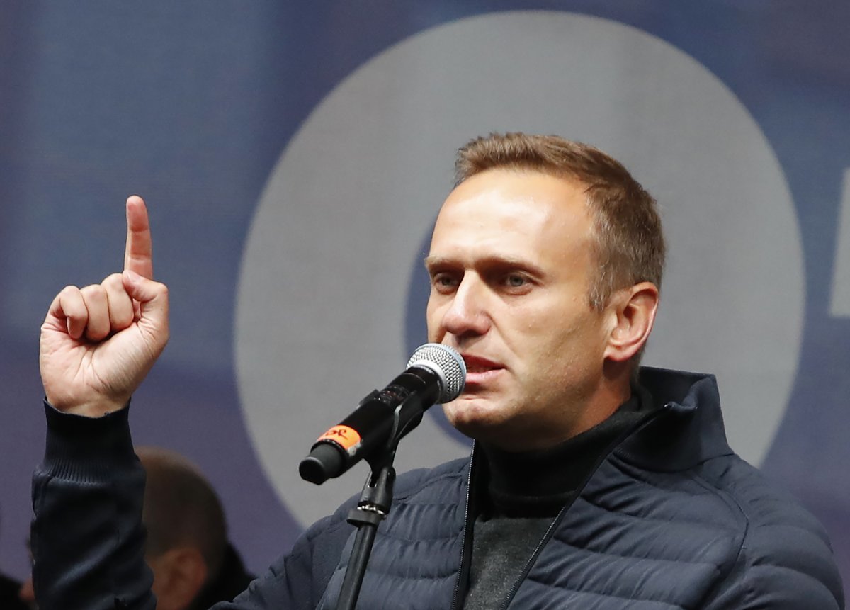 2019년 10월 모스크바에서 연설 중인 나발니의 모습. 2020.8.20. 모스크바=AP/뉴시스