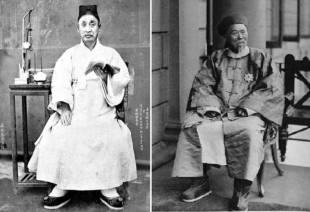 1882년 임오군란 당시 리훙장(오른쪽)의 지시에 따라 중국으로 압송된 직후의 흥선대원군(왼쪽). 청은 이때부터 본격적인 팽창주의 양상을 드러냈다. 사진 출처 위키피디아 등