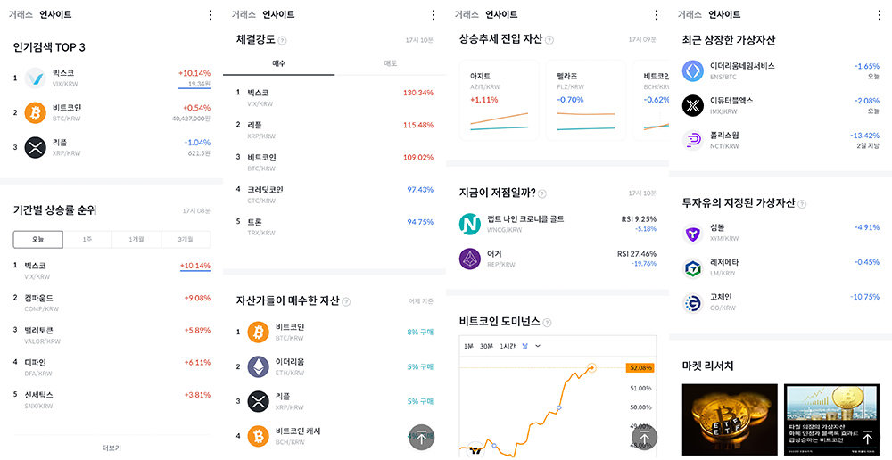 인사이트는 빗썸 앱에서도 확인할 수 있다. 단 iOS는 추후 오픈 예정이다. 출처=빗썸