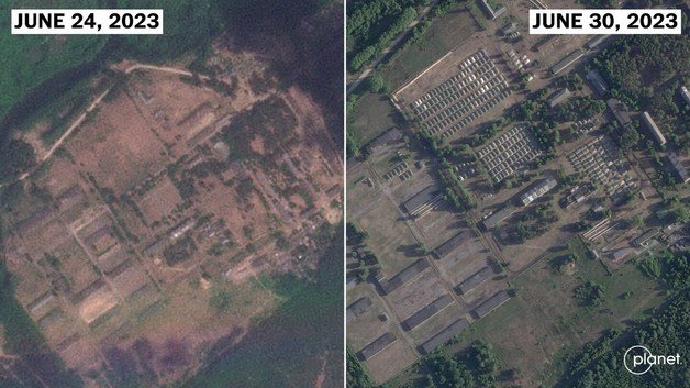 위성업체 ‘플래닛랩스’가 촬영한 벨라루스 중부 첼 마을 근처의 버려진 군사기지.