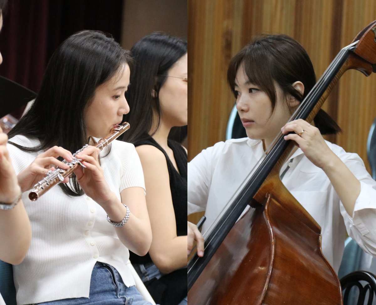 김소희 단원(플룻)과 고부현 단원(콘트라베이스)