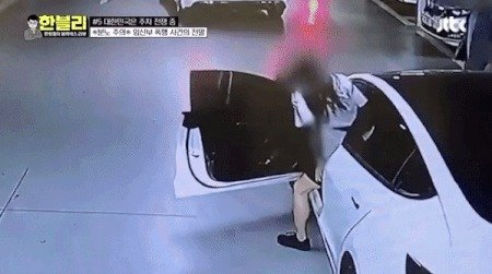 임신부 A씨의 차량을 가로막고 욕설을 내뱉은 SUV 차주. (JTBC ‘한블리’)