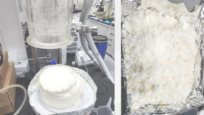 네오켄바이오가 경북 헴프 특구 내 시험생산 공장에서 제조한 고순도 칸나비디올 결정. 출처=네오켄바이오