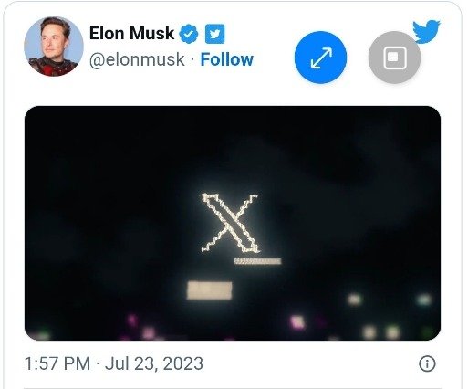 트위터 새 로고 - 머스크 트위터 갈무리