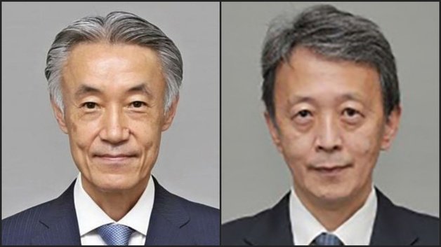 차기 주미대사·외무차관으로 내정된 야마다 시게오(山田重夫·59) 외무심의관(좌)과 오카노 마사타카(岡野正敬·59) 관방부장관보(우). (출처 : 일본 외무성) 2023.07.26/