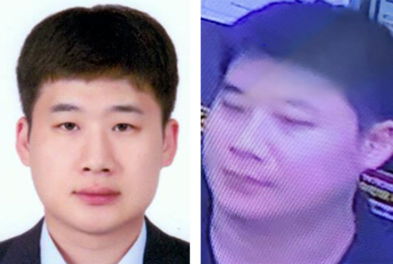 경찰이 공개한 조선의 증명사진(왼쪽)과 범행 당일인 21일 엘리베이터 CCTV 화면 캡처 사진.