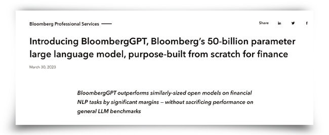 미국 블룸버그통신은 자사 뉴스 콘텐츠를 활용해 금융 특화 초거대 AI ‘블룸버그GPT’를 개발했다. [블룸버그통신 캡처]