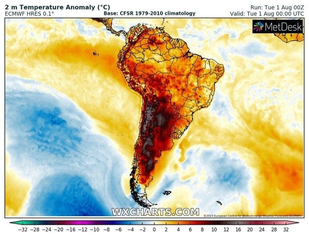 1일(현지시간) 칠레 등 남미에서 이상기후가 포착되고 있다.