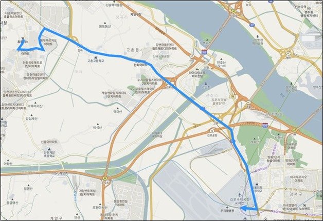 서울02번 운행 노선도(김포시 제공) / 뉴스1
