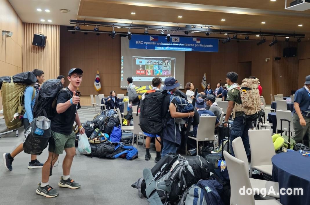 지난 8일 경기도 안산 소재 한국농어촌공사 인재개발원에 잼버리 대원들이 도착했다.