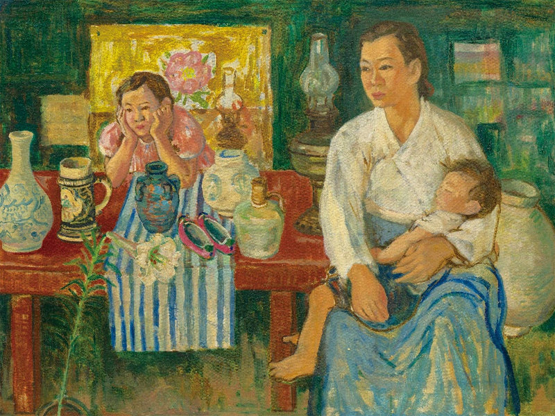 임군홍이 1950년 남한에서 마지막으로 남긴 미완성 작품 ‘가족’. 예화랑 제공