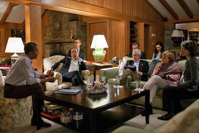 2012년 버락 오바마 당시 미국 대통령이 ‘아스펜 로지’에서 주요 8개국(G8) 정상회의를 진행한 모습. 캠프 데이비드 공식 블로그