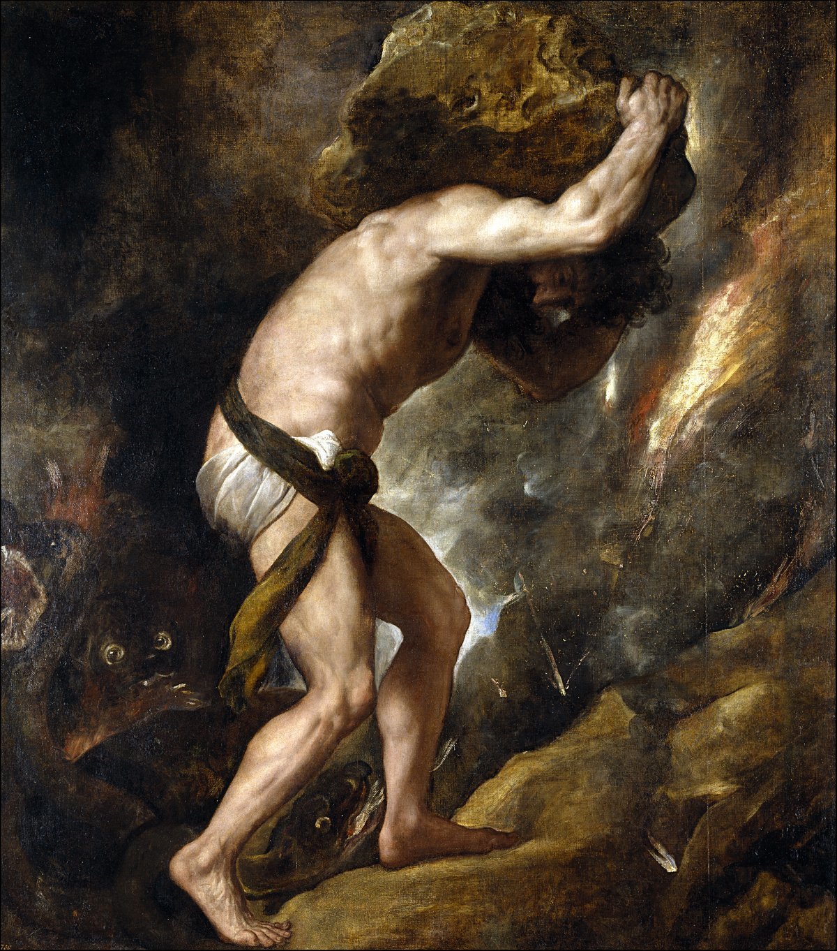고대 그리스 신화 속 인물인 시지프스. 꾀가 많은 것으로 잘 알려진 시지프스는 신들을 기만한 대가로 큰 돌을 가파른 산 정상까지 밀어 올리는 무한한 형벌을 받는다. 사진 출처 위키피디아