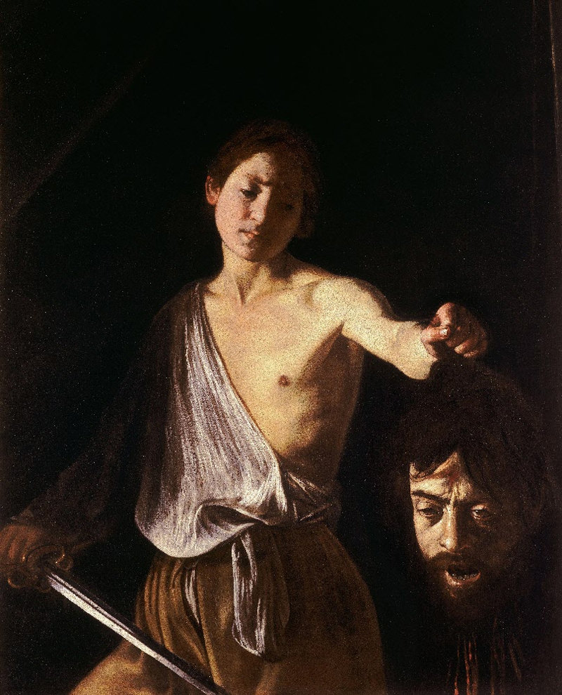 카라바조의 ‘다윗과 골리앗’(1609∼1610년). 카라바조는 생전 자화상을 남기지 않았으나, 이 작품에서 목이 잘린 골리앗의 얼굴을 자신처럼 묘사했다. 한길사 제공