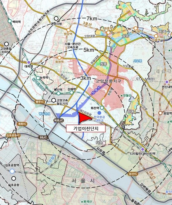 경기도가 2024년 9월 6일까지 1년간 ‘고양현천 기업이전부지’ 개발사업 예정 지역인 고양시 덕양구 현천동 일원 0.3㎢를 토지거래허가구역으로 재지정했다.(경기도 제공)