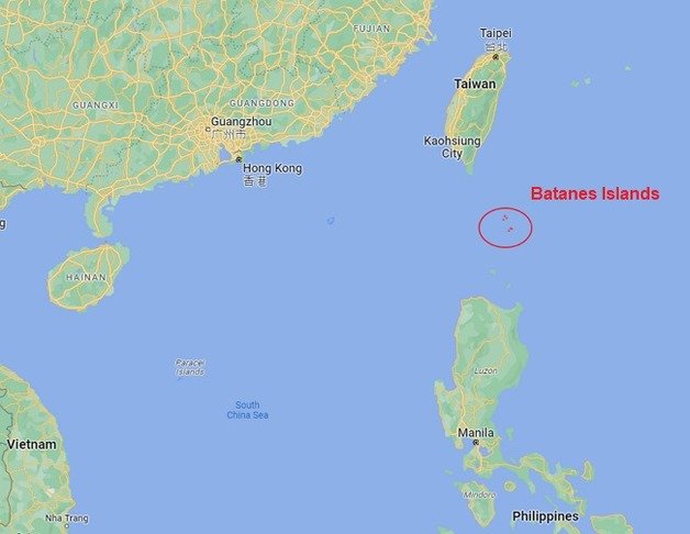 미국이 대만 남부에서 200km 거리에 있는 필리핀 북부 바타네스 제도 일도에 항구를 건설하는 방안을 논의 중이다. 표시한 부분은 바타네스제 제도 일대. 1일 구글 지도 캡처