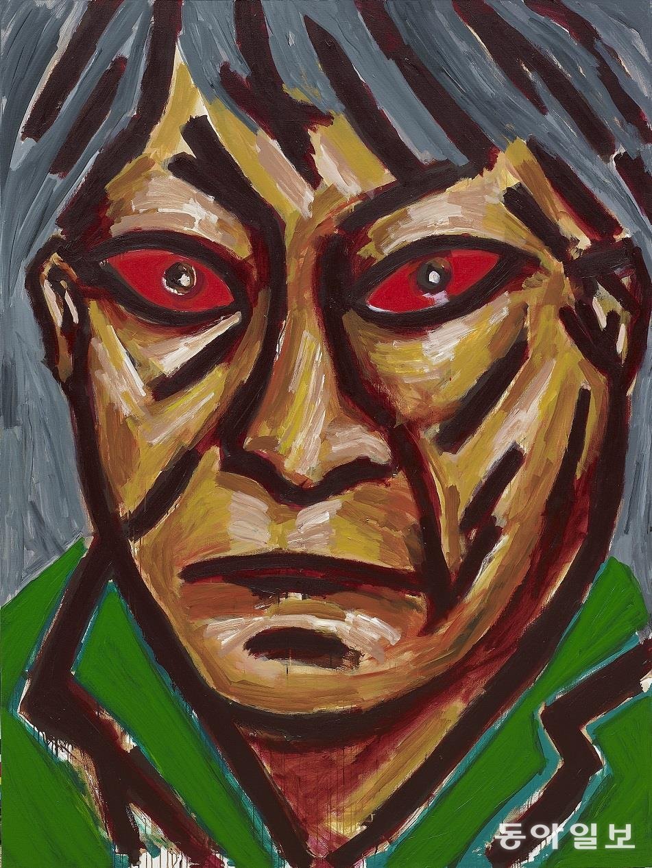 〈빨간 눈의 자화상＞, 2009, 캔버스에 아크릴릭, 259×194cm. 골프존뉴딘홀딩스 소장. 사진: 아트선재센터 제공