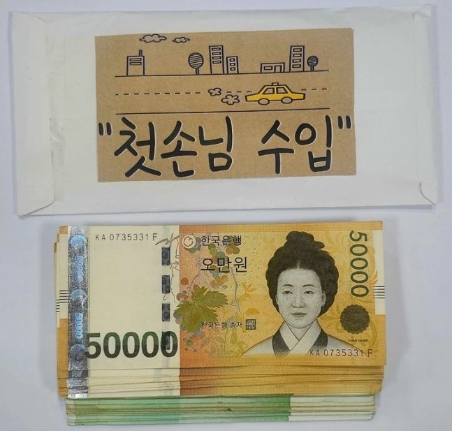 박윤석 씨가 지난 18일 광주 광산구 운남행정복지센터에 전달한 120만 원의 기부금. 광주 광산구 제공