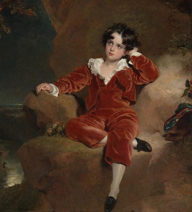 달이 뜬 바다 옆에 앉아 생각에 잠긴 소년을 그린 토머스 로런스의 초상화 ‘찰스 윌리엄 램턴(레드보이)’(1825년). 소년의 
아버지인 더럼 백작이 의뢰해 그린 초상화로, 램턴 가문이 소장하고 있던 것을 2021년 내셔널갤러리가 구매했다. 1967년에는 
영국 우표에 이 그림이 사용되기도 했다. 국립중앙박물관 제공