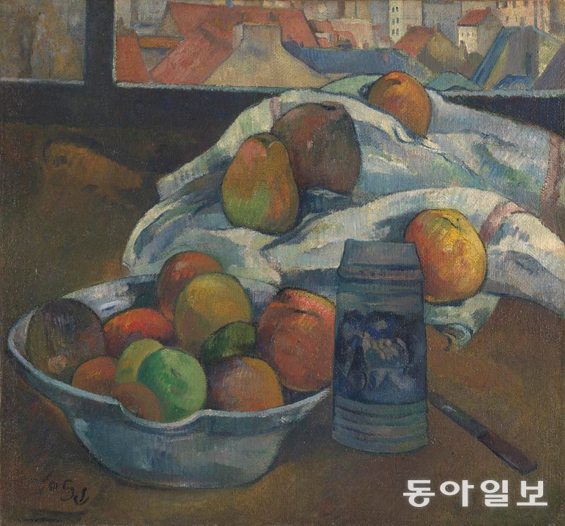 폴 고갱, ‘창문 앞 과일 그릇과 맥주잔’ 1890년경, 캔버스에 유화, 50.8 x 61.6 cm, 내셔널갤러리 런던 소장 사진: 국립중앙박물관 제공