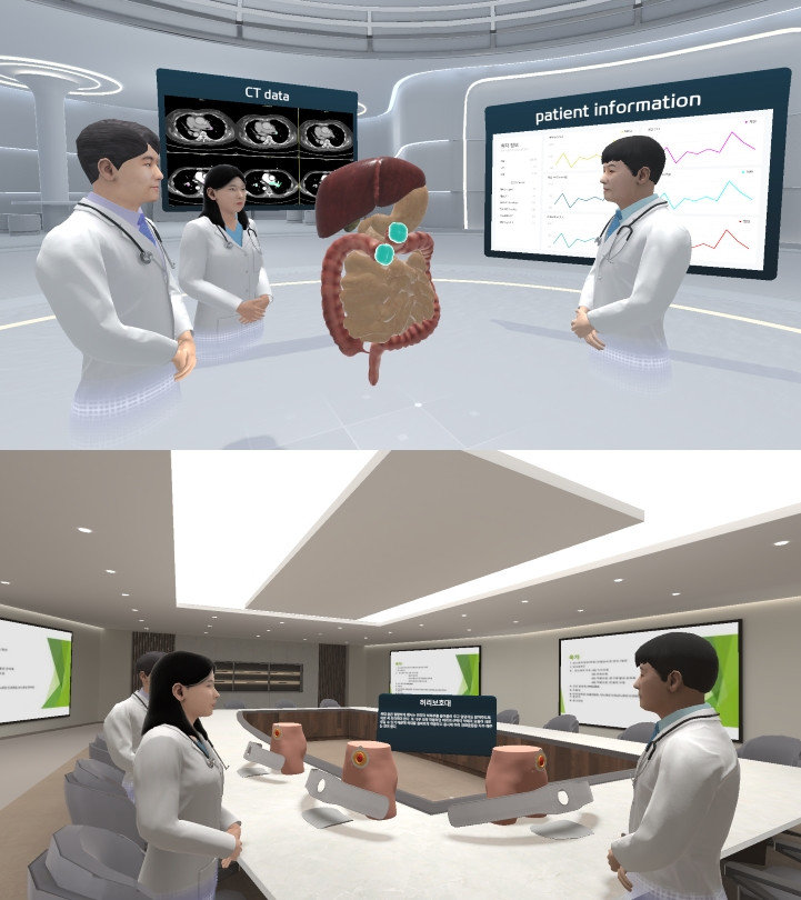 디지포레가 개발한 의료용 메타버스 플랫폼 ‘닥터메타(Dr.Meta)’를 이용한 다학제 컨퍼런스 시연 / 출처=디지포레