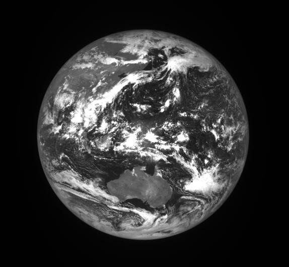 9월15일, 다누리의 지구 전면 촬영 사진. (과학기술정보통신부 제공)