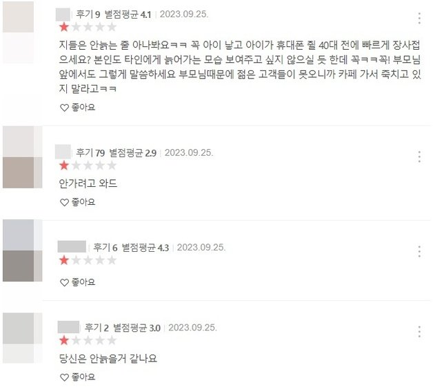 누리꾼들이 해당 카페에 대한 ‘별점 테러’를 쏟아내고 있다.