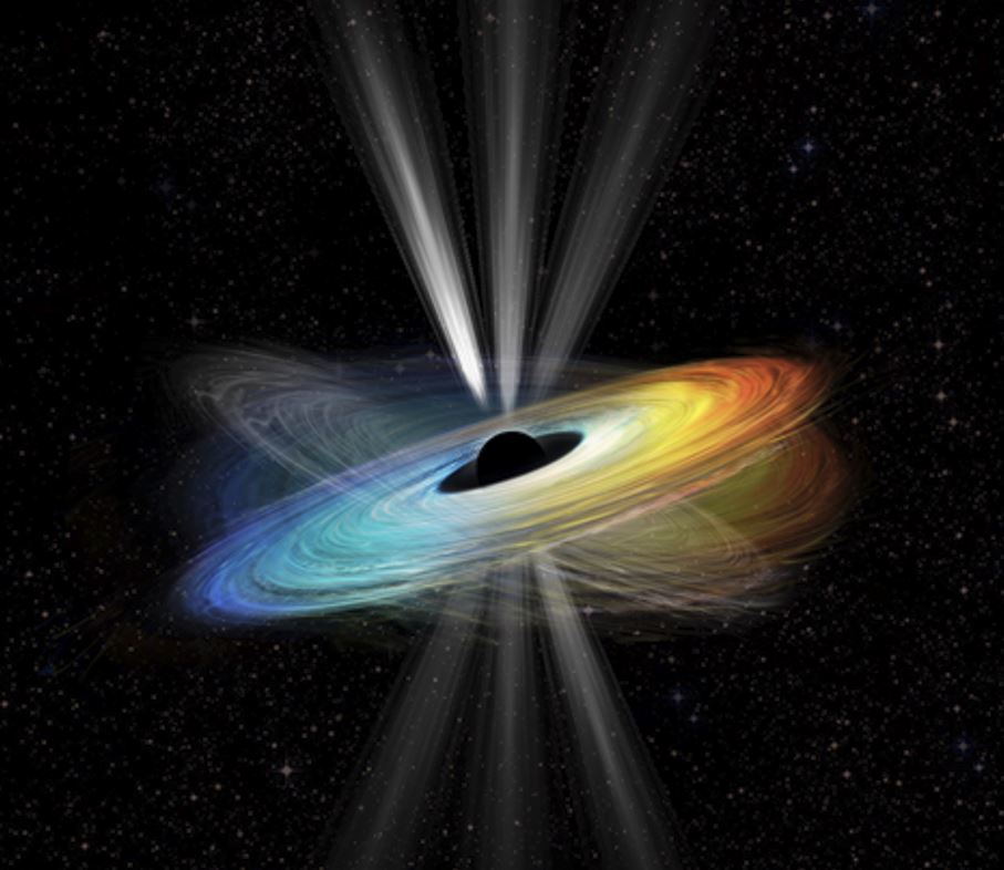 28일 한국천문연구원이 포함된 국제 연구진이 블랙홀이 회전한다는 증거를 발견해 국제학술지 네이처에 발표했다. 사진은 블랙홀이 회전하는 모습을 설명한 상상도. 한국천문연구원 제공