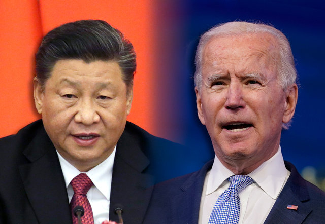 미중갈등의 중심에 선 시진핑 중국 주석과 조 바이든 미국 대통령(왼쪽부터).   뉴시스