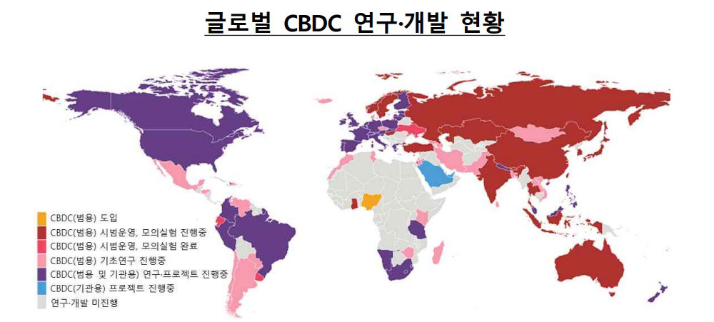 BIS가 발표한 글로벌 CBDC 연구·개발 현황 / 출처=한국은행