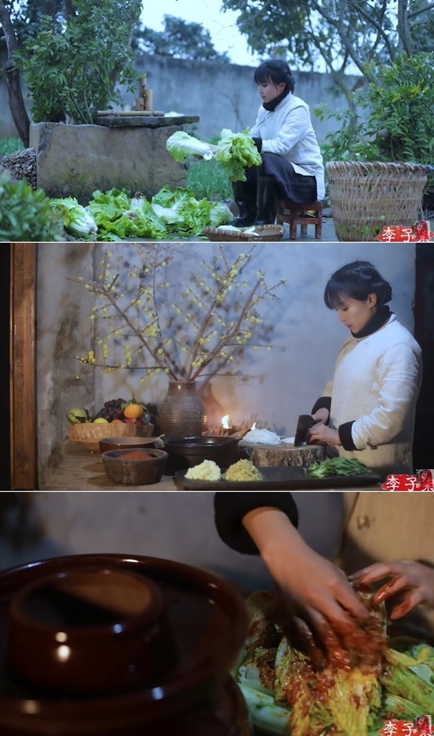 김치 담그는 영상을 올리고 ‘#중국음식’이라는 해시태그를 달아 국내 누리꾼들의 공분을 샀던 중국 인기 유튜버가 2년 만에 컴백을 예고했다. 과거 유튜브 영상 갈무리.