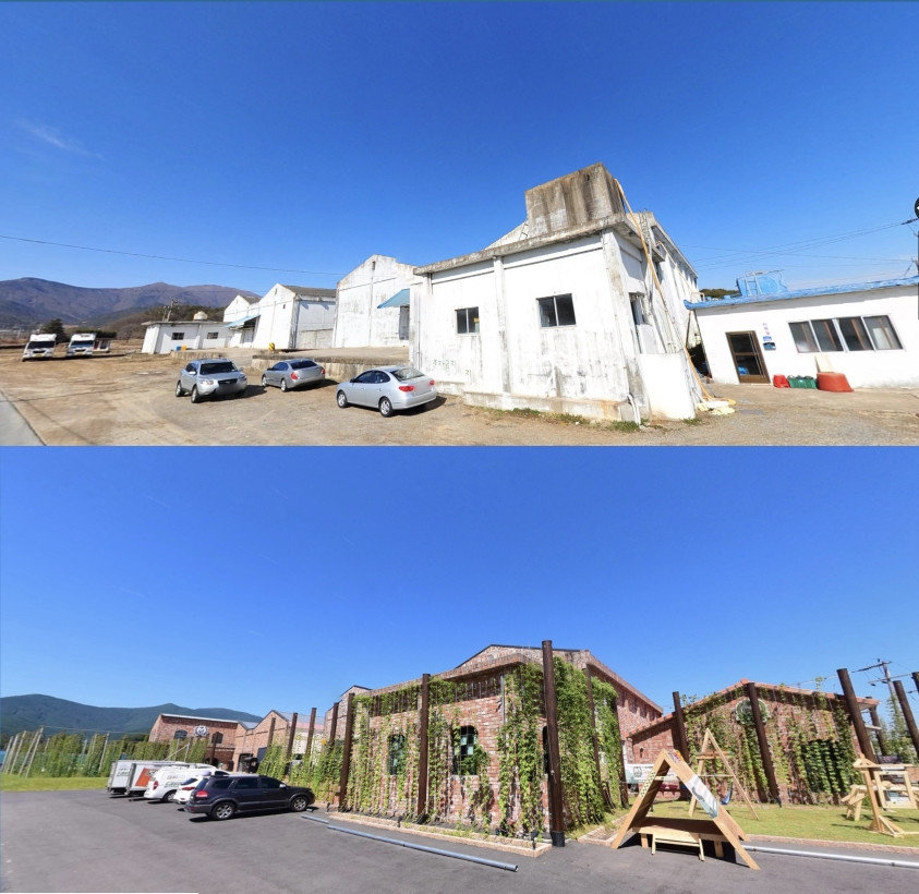 2013년(위)과 2019년(아래) 트레비어 양조장 시설의 변화 모습 / 출처=IT동아