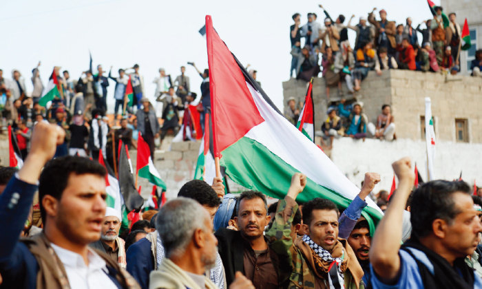 예멘에서 열린 팔레스타인 지지 시위. [뉴시스]